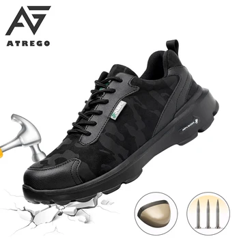 

AtreGo Lightweight Breathable Anti-slip Anti-Collision Men Safety Work Shoes with Steel Toe Work Safety Shoes Mesh Sneakers
