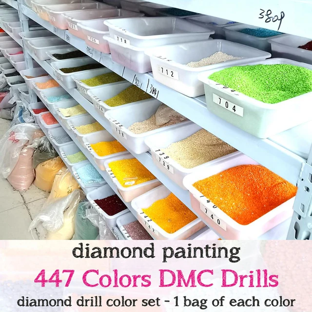 Wholesale DMC 447 Colors Full Round/Square Drill Diamond Rhinestone,Diy  Diamond Painting Sale Full Stone Crystal Beads Accessory