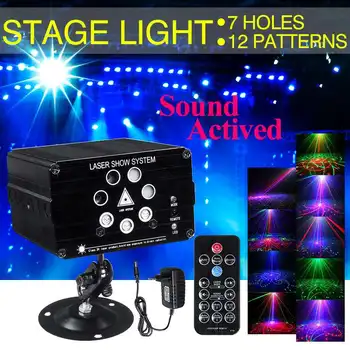 

9W 120 Modes Sound Activated Party Light Strobes Laser Light RGB LED Light Christmas DJ Club Home KTV Party Show Bar