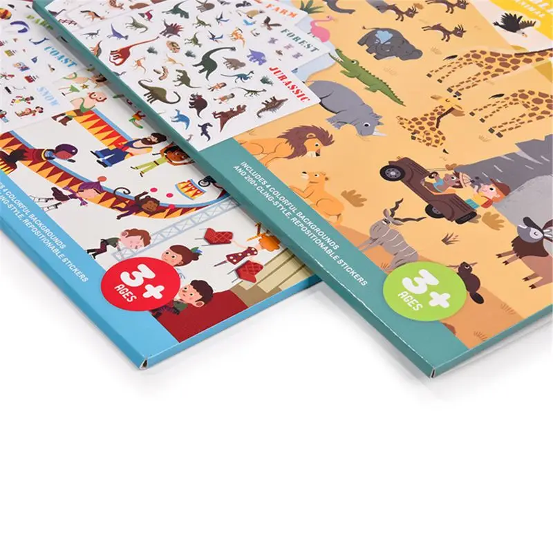 MiDeer новые многоразовые наклейки книга игровой коврик коллекция детские развивающие игрушки для детей головоломка подарок Съемный Фон сцены