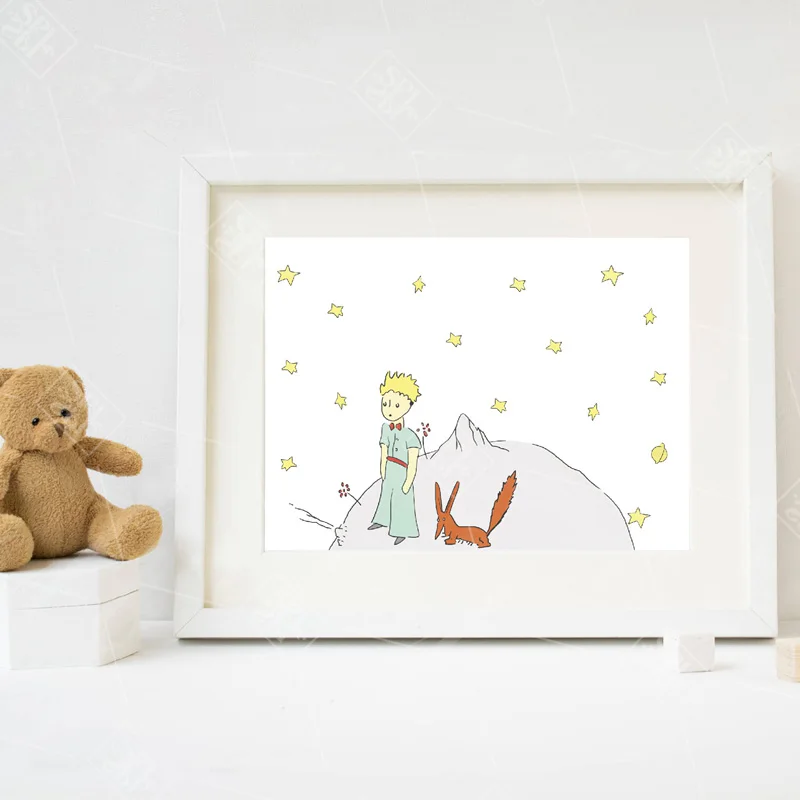The-Little-Prince-Poster-Watercolor-Nursery-Baby-Room-Decor-Canvas-Painting-Prince-And-Fox-Wall-Art
