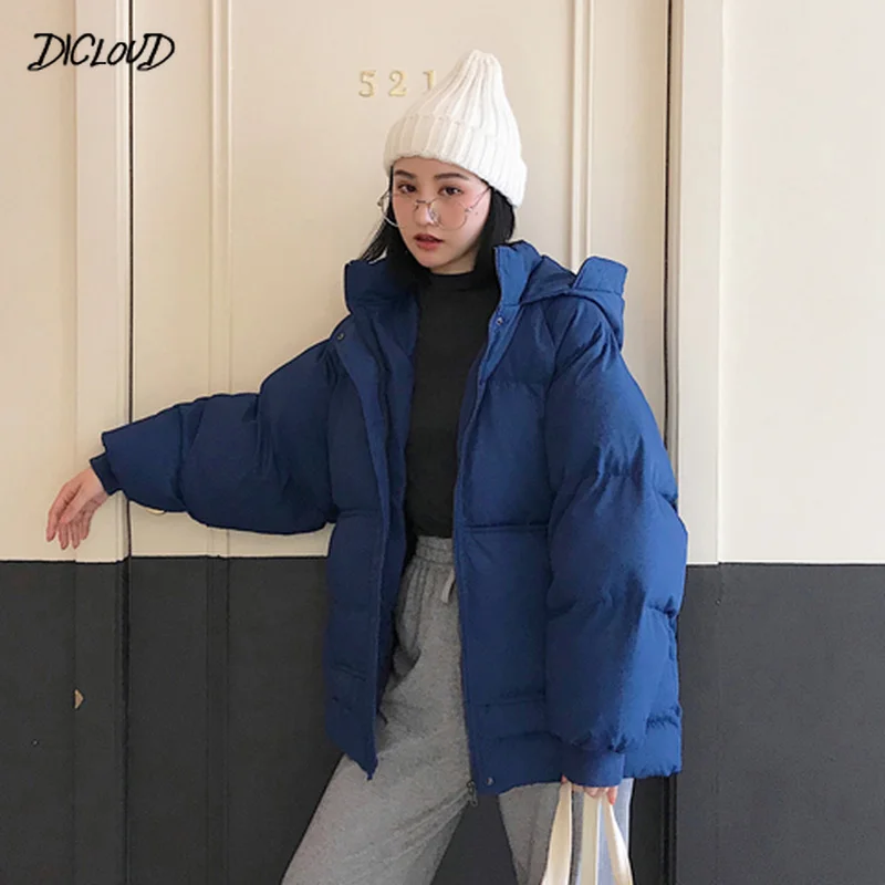 

DiCloud Parkas Women Oversize 2019 Winter Coat Female Fashion Loose Coats Plus Size Puffer Jacket Thick Black Blue Tops Clothing
