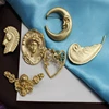 Ydgy New Vintage frosted gold feather horse head beauty angel heart moon Brooch lady accessories wholesale ► Photo 3/6