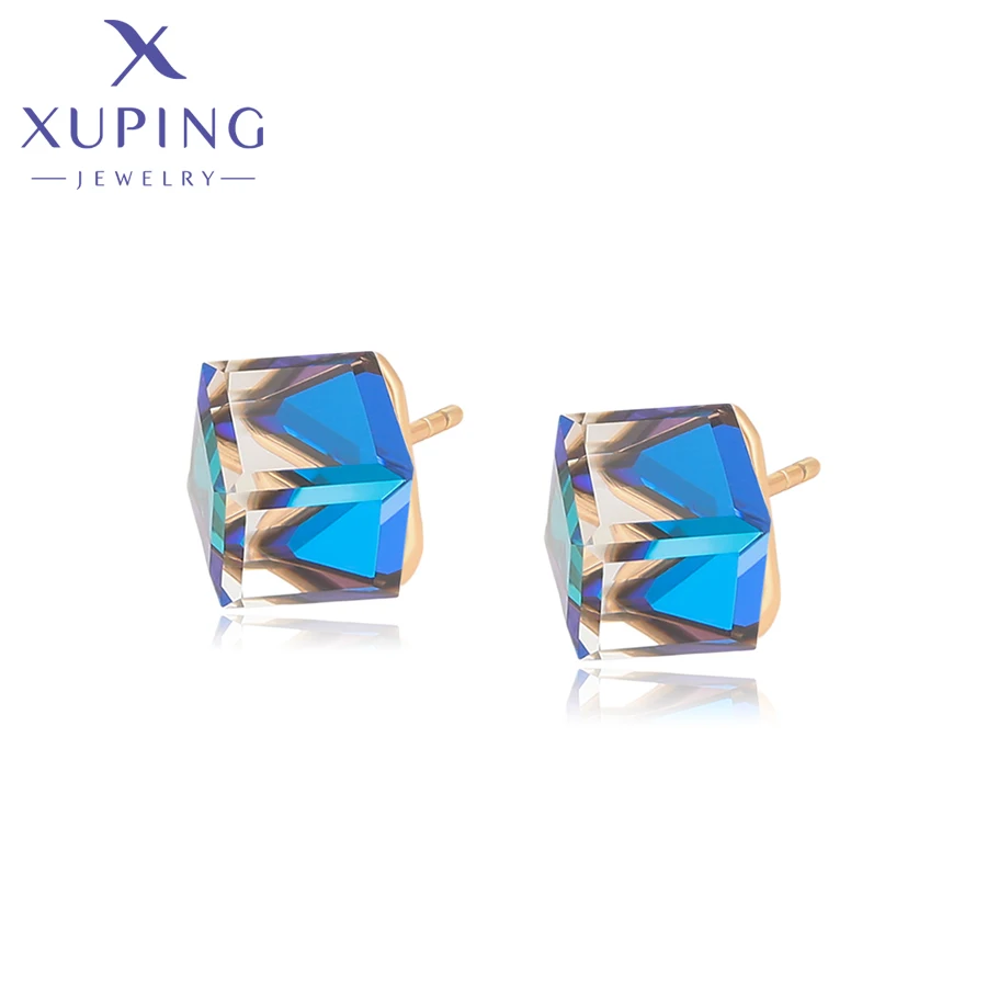 Xuping Schmuck Elegante Quadratische Gold Farbe Einfache Sommer Verkauf Charme Kristall Stud Ohrringe für Frauen Geschenk ZBE243 – Detail 3