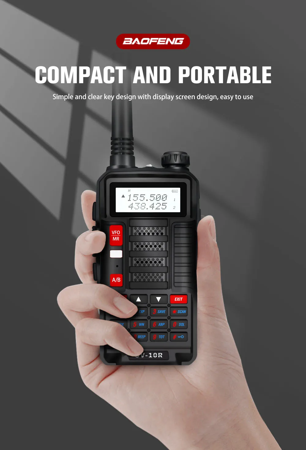 walkie talkie Baofeng  New Upgrade WalkieTalkie UV-10R Handheld Dual Band VHF/UHF HF Transceiver 10W 4800mAh Two Way Ham Radio For Hunting best long range walkie talkie