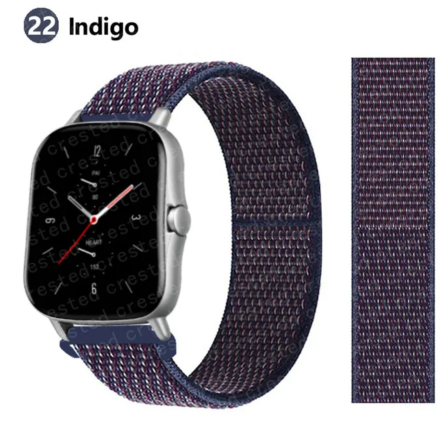 20/22mm Nylon band For Amazfit GTS/2/2e/GTS2 Mini/GTR 3 Pro 42mm/47mm/GTR2/2e/stratos 2/3 Sport Loop Bracelet Amazfit bip strap indigo 24