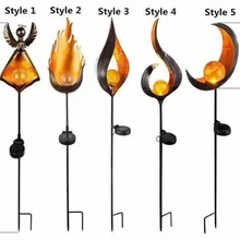 Soalr пламенный свет на солнечных батареях металлический светодиодный внешний садовый свет открытый эффект пламени особенности Газон Орнамент теплый белый свет