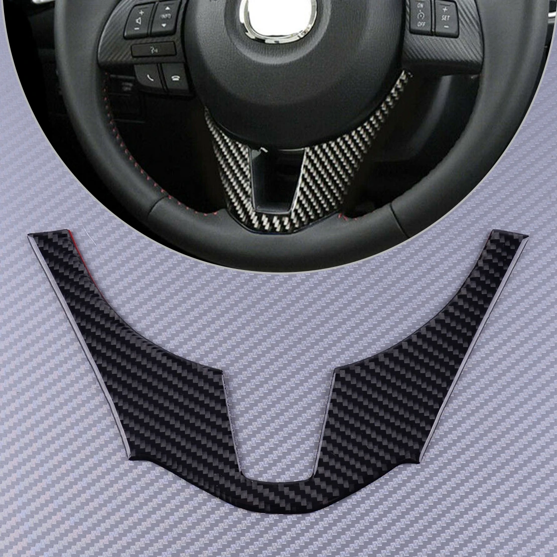 

DWCX Epoxy Carbon Fiber Style Black Car Interior Steering Wheel Trim Frame Moulding Fit for Mazda 3 Axela 2014 2015 2016