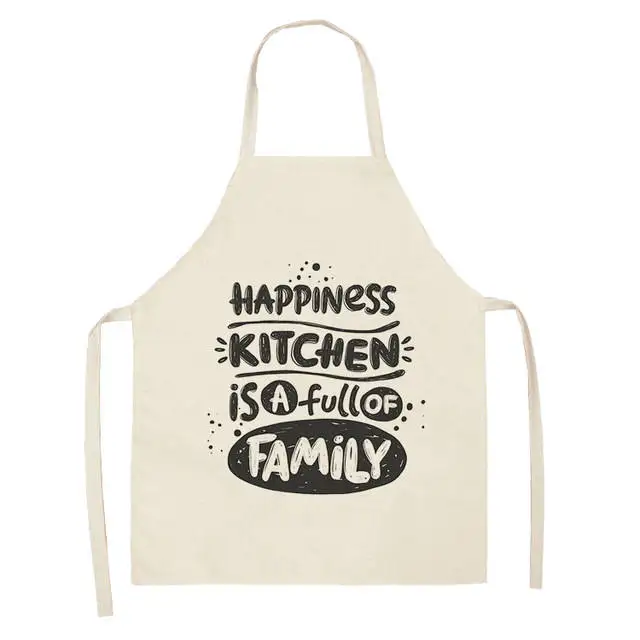 1pcs Letter Alphabet Kitchen Aprons For Women Cotton Linen Bibs Household Cleaning Pinafore Home Cooking Apron WQTF18
