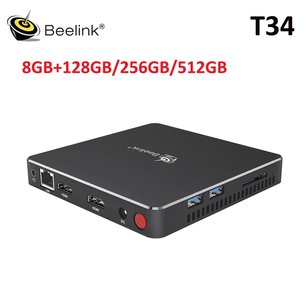 Мини-ПК Beelink Gemini T34 Windows10 процессор Intel Apollo Lake J3455 8GB128GB RJ45 1000M HDMI1.4 2,4G/5G wifi HD телеприставка
