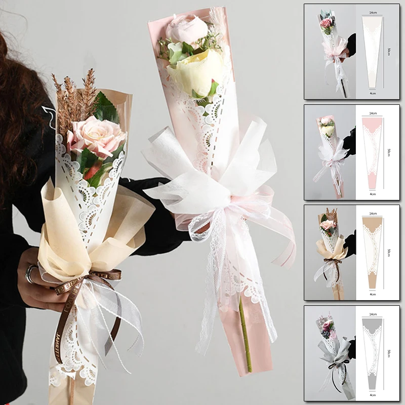 20pcs/pack Flower Wrapping Plastic Diamond Shape Korean Style single rose  plastic bouquet