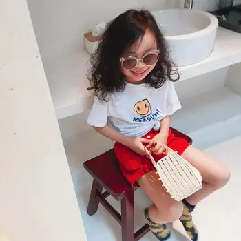 

2020 new girls t-shirt summer short sleeve cotton fashion girls top 2-7t HO971