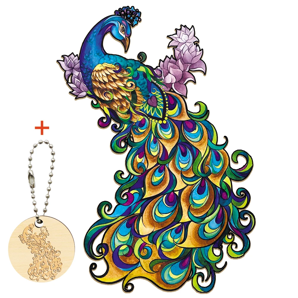 P Adults Animal Wooden Puzzle Peacock Owl Chameleo Wooden Jigsaw Puzzle Wood Jigsaw Puzzle Educational Toys For Kids Adults 3