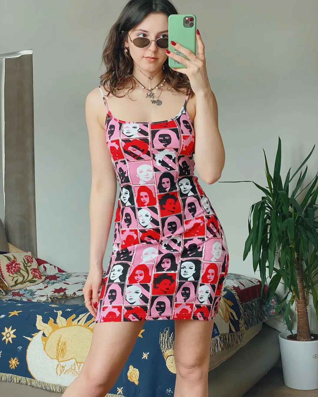 E kız Harajuku grafik baskı elbise 90s kadınlar Vintage kayma elbise