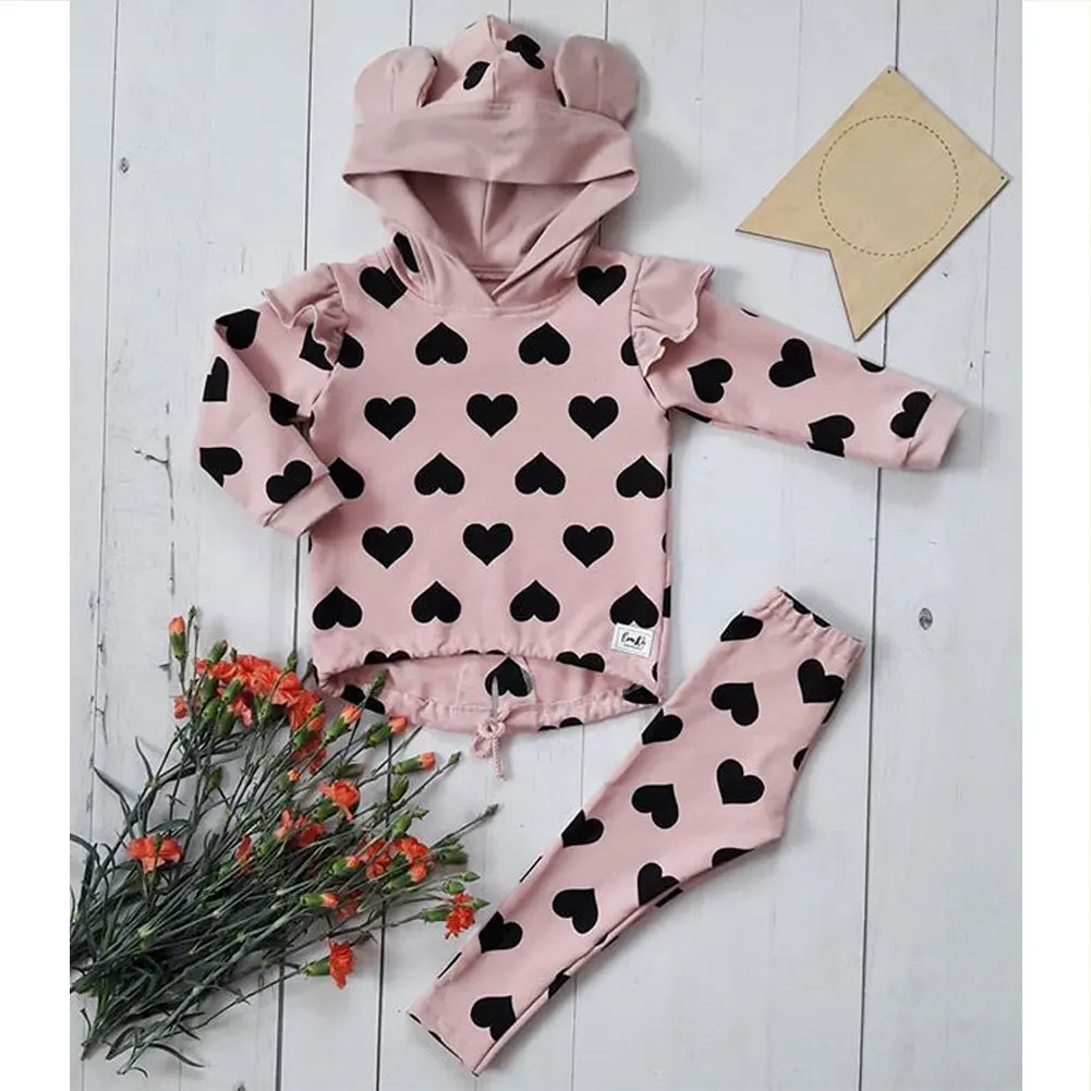 Emmababy топы для маленьких девочек 1-5 лет, пуловер с капюшоном+ штаны, комплект одежды