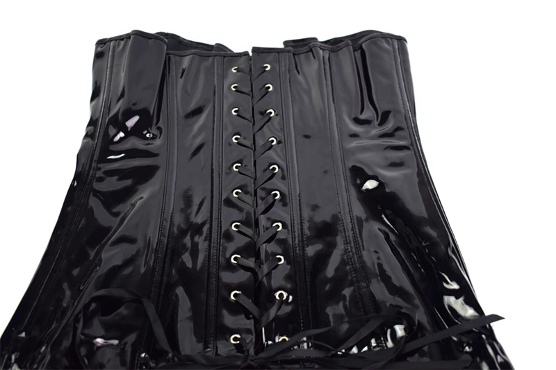 ANNJOLI плюс размер женское горячее сексуальное кожаное платье латексная эротическая Клубная одежда на шнуровке без бретелек костюмы в стиле стимпанк дамское бельё в готическом стиле корсет