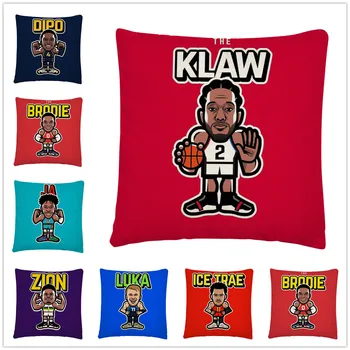 

Basketball star homemade cartoon pattern Linen Cushion Cover Pillow Case for Home Sofa Car Decor Pillowcase 45X45 cm