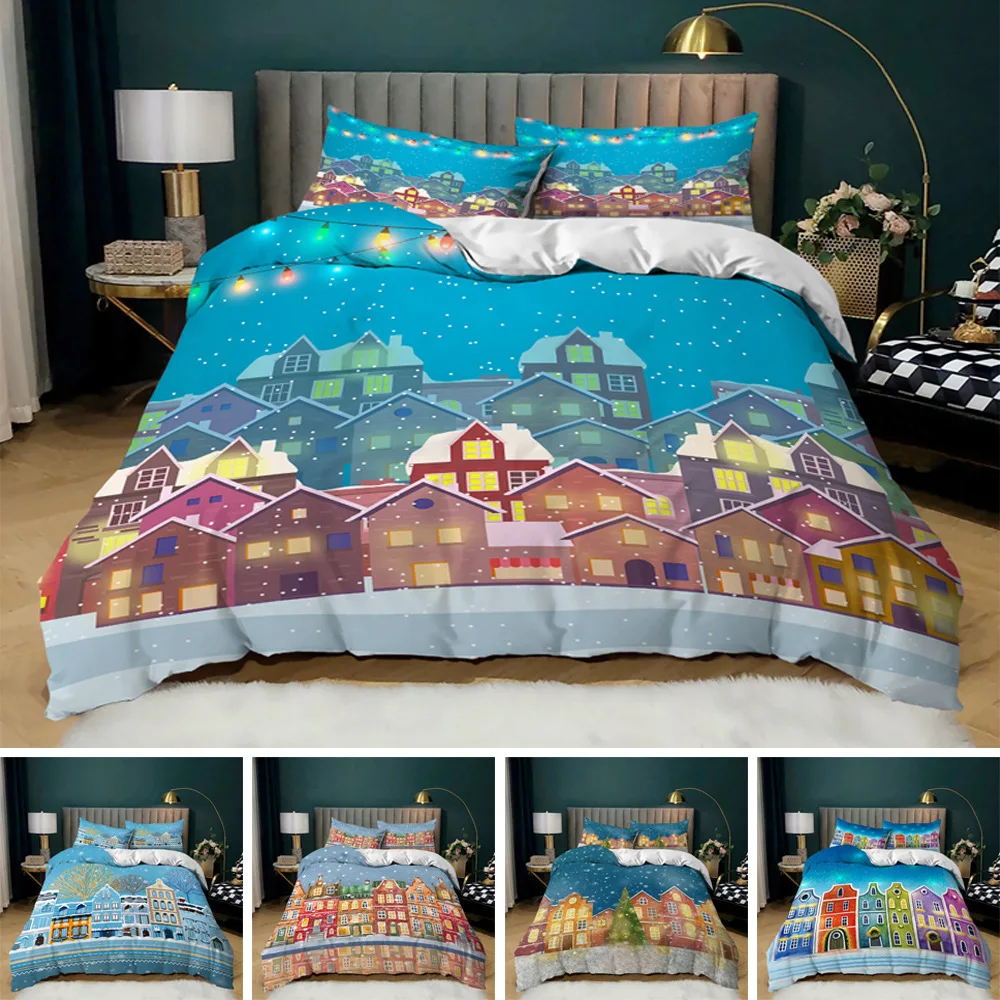 Fairy Tales Theme Duvet Cover Set Cartoon Christmas Fairy Tale Soft Microfiber Decorative 2/3pcs Bedding Set with Pillowcase