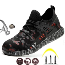 Мужская Повседневная дышащая в сеточку со стальным носком Рабочая защитная обувь против проколов строительный сайт рабочие ботинки