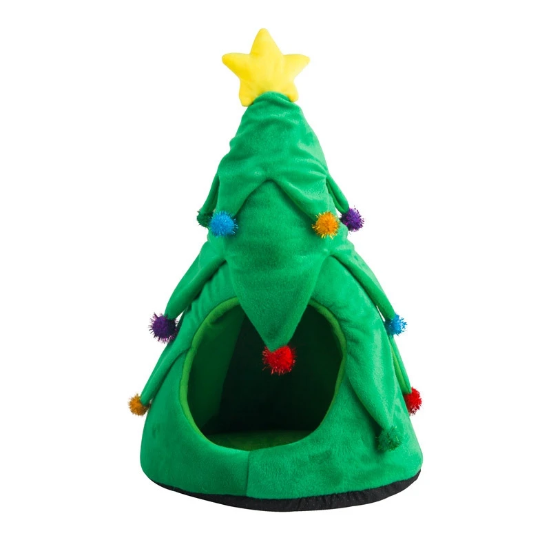 

Pet Nest Cat Nest Dog House Kennel Puppy Hole Sleep Bed Christmas Tree Shape Winter Warm
