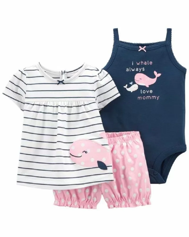 baby's complete set of clothing summer outfit for baby boy short sleeve T shirt tops+bodysuit+shorts newborn baby girl clothes set new born clothing suit 2021 baby's complete set of clothing Baby Clothing Set