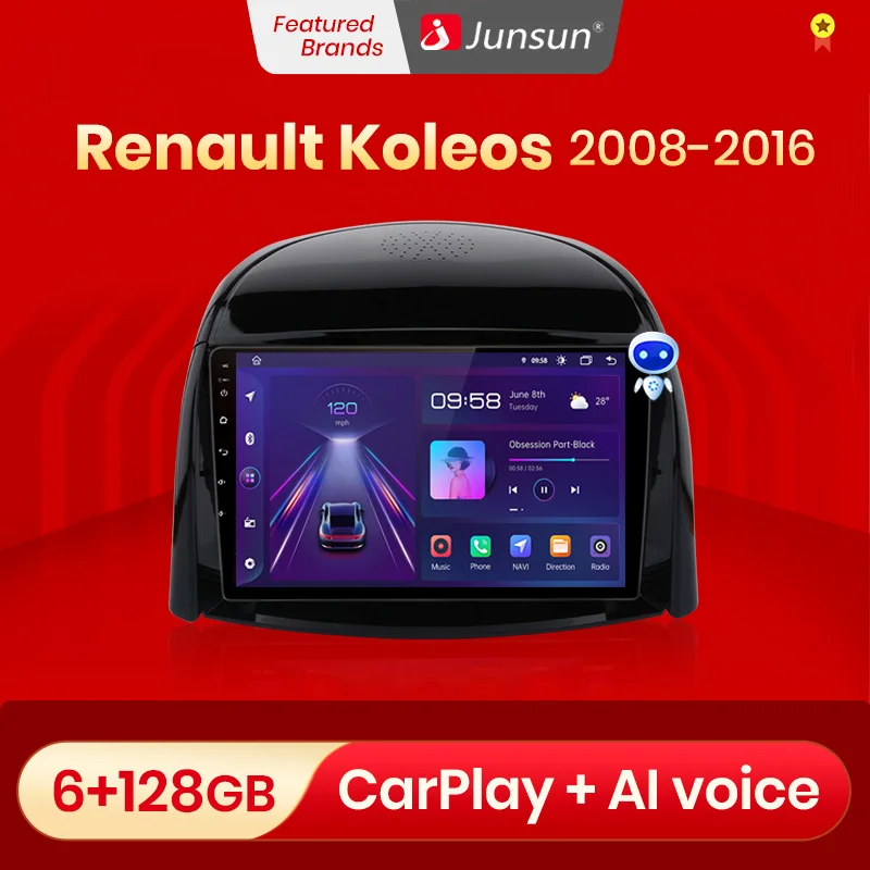 Junsun V1pro AI Voice 2din магнитола андроид for Renault Koleos 2008 - 2016 автомагнитола Аудио для авто GPS