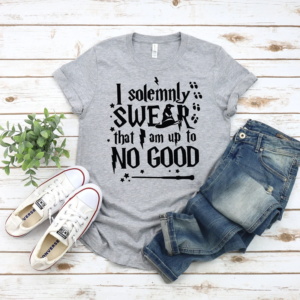 T-shirt humoristique inspiré de Harry, humoristique, graphique, en coton, je jure solennellement que je suis jusqu'à pas bon