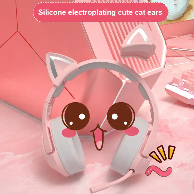 K9 Noir Rose Chat Oreille Casque Casque Mignon Fille Coeur Gaming Gaming Casque Confortable En Cuir Cache Oreilles Chat Oreilles Fille Casque Aliexpress