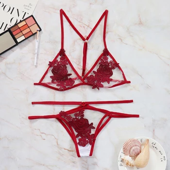 

Women's Sexy Bra Set Lace Lingerie Straps Panty Set Comfortable and Breathable Underwear Set Close-fitting embroidered underwear
