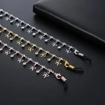 

Skyrim Clear Zicron Bowknot Tassle Glasses Chain Lanyard Women Metal Sunglassess Chain Eyeglasses Neck Strap Rope Eyewear Cord