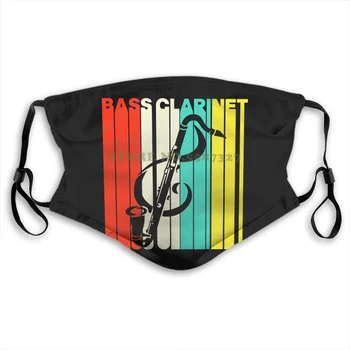 

Face Mask New Fashion Cotton Vintage Style Bass Clarinet Silhouette Washable Half Face For Men Women Ladies Diy Masks