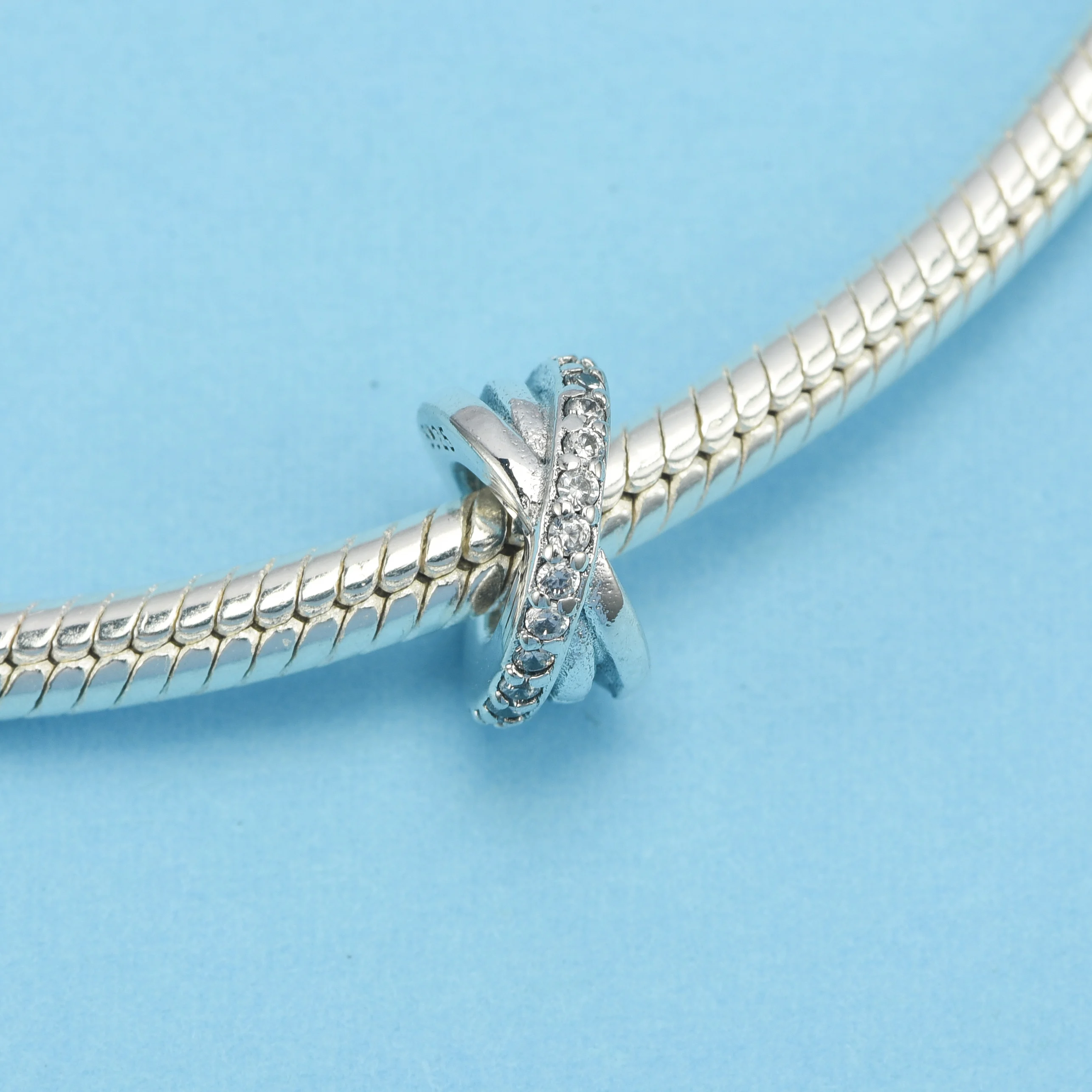 925 пробы серебряные сверкающие отпечатки лап мозаика в океане шарик с ПАВЕ