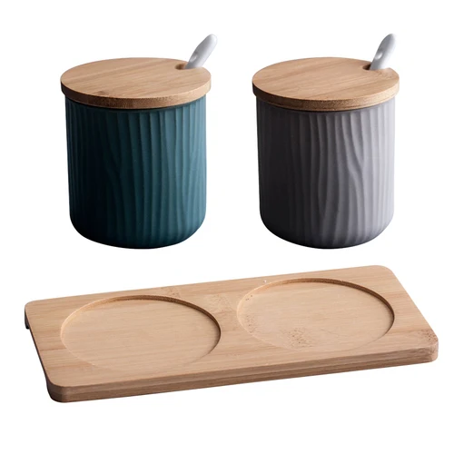 Nieuwe Keramische Kruiden Pot Creatieve Opslag Fles скандинавский Huishouden Kruiden Doos Zout Tank Keuken Benodigdheden Combinatie набор - Цвет: 2PCS SET E
