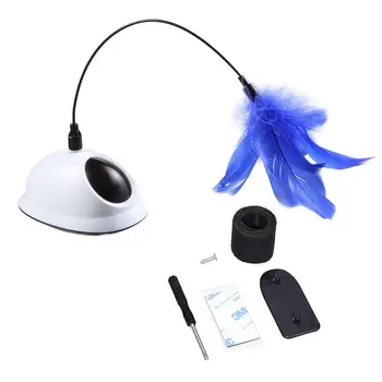 

AsyPets Funny Pet Cat 360 Degree Automatic Electric Feather Toys with Base