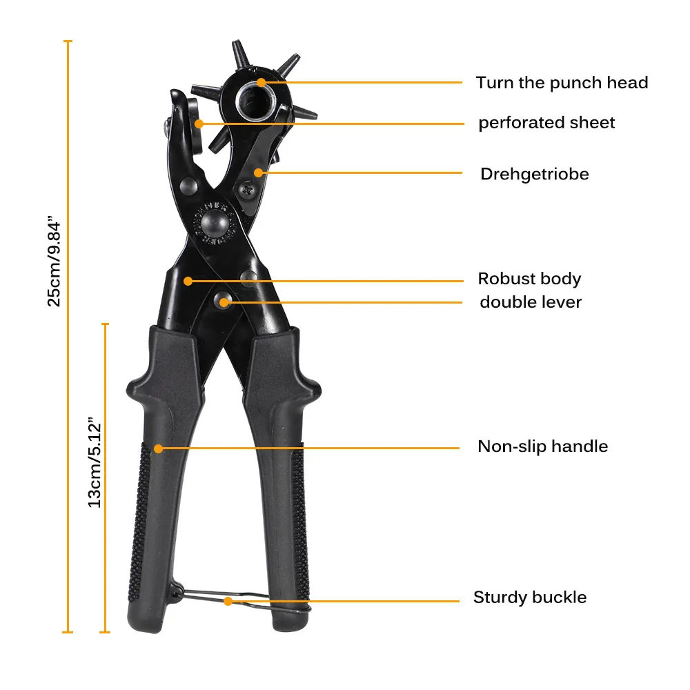 New Belt Hole Pliers Kit Heavy Duty Revolver Hole Pliers Lever Gear Hole Punch Belt Leather Puncher Wide Application