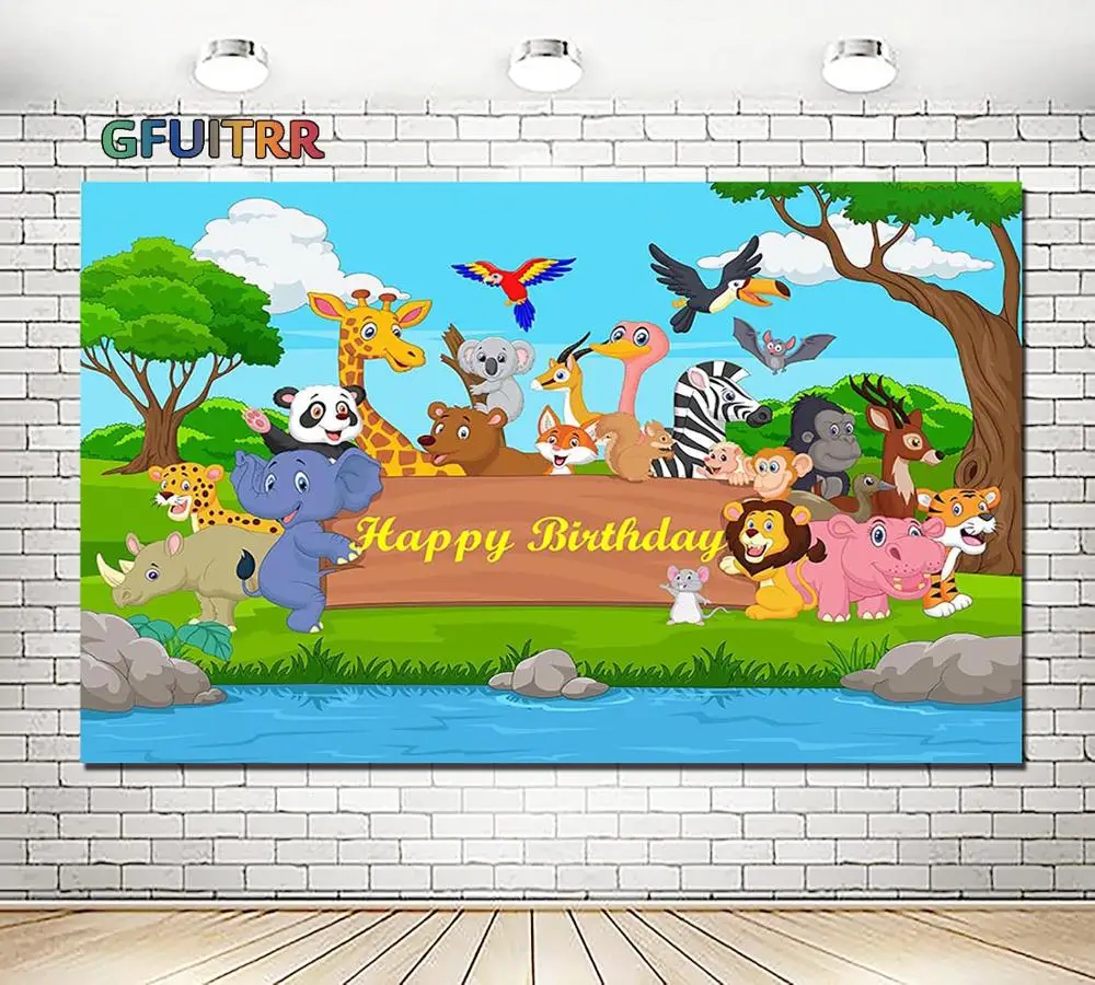 GFUITRR Jungle Lion King Safari Party Photography Backdrop Baby Shower Birthday Banner Photo Background Wild One Booth Prop | Электроника