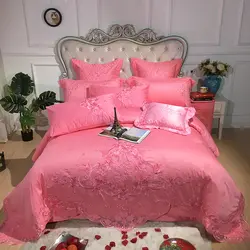 2019 класса люкс с вышивкой пододеяльник толстый слой набор постельного белья наволочки розовый покрывало наволочка для набор свадебного
