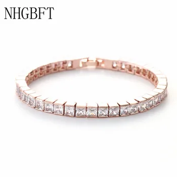 

NHGBFT Hot selling women's Square CZ bracelet clear CZ bracelets elegant wedding jewelry