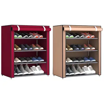 

5 Layers Shoes Rack With Dustproof Cloth Non-Woven Fabric Shoe Stands Organizer Closet Home Shoes Shelf Storage Holder Cabinet