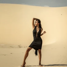 ZYM Танцевальный Стиль, новое направление, платье#1936, женская одежда для латинских танцев, тренировочная одежда, сексуальная открытая спина, без рукавов, v-образный вырез, сетка, с бюстгальтером