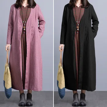 

Plus Size Women's Long Jackets ZANZEA Office Lady Thicken Coats Casual Solid Long Sleeve Overcoats Female Autumn Outwear Casaco