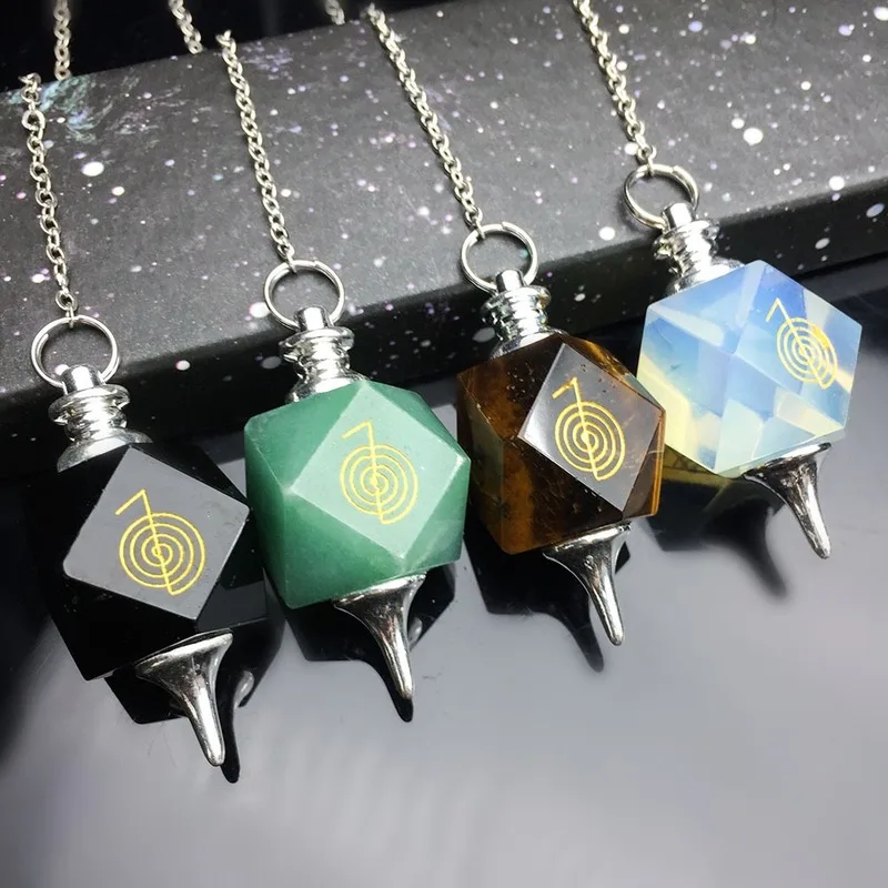 

Natural Symbol Carving Stone Pendulum for Hypnosis Dowsing Lapis Lazuli Pendant Pendulums Reiki Chakra Healing Crystal Pendule
