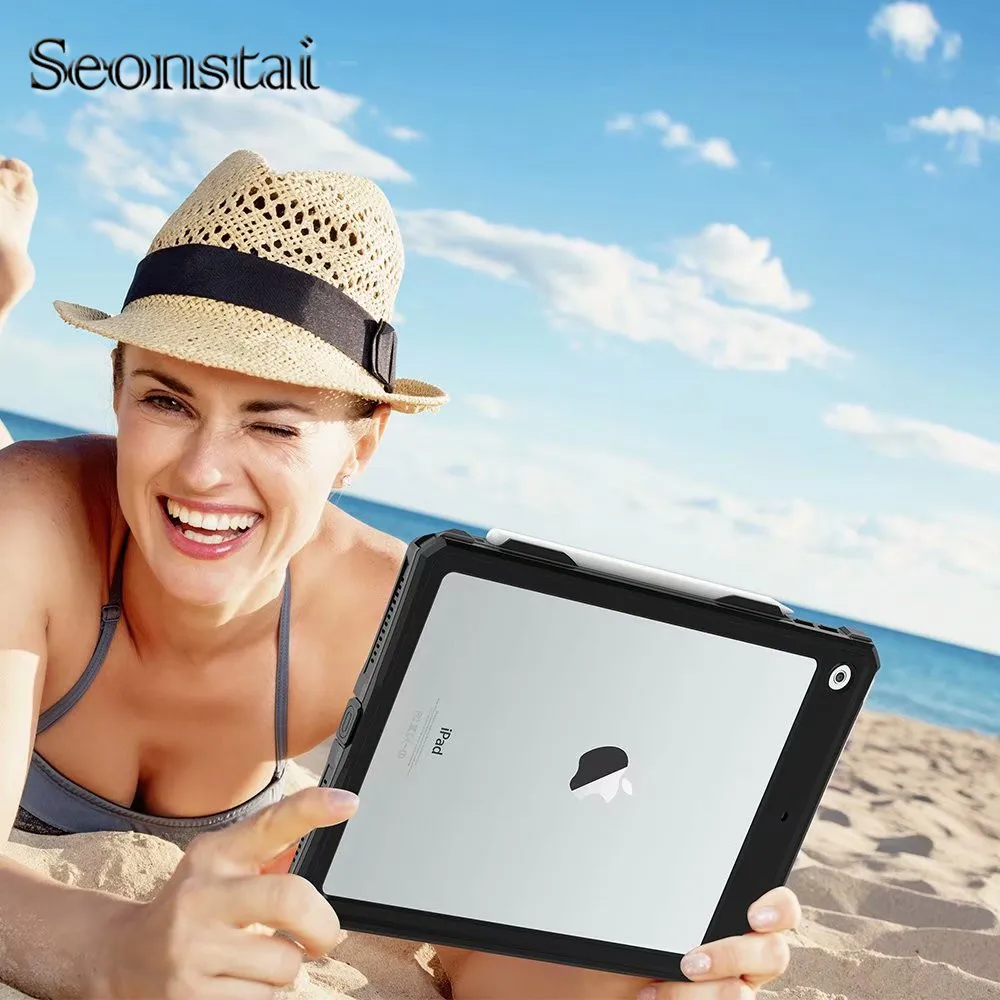 

Для iPad 10,2 2019 A2198 Водонепроницаемый Чехол, IP69K прозрачный водонепроницаемый противоударный снегозащитный чехол для iPad Coque со шнурком