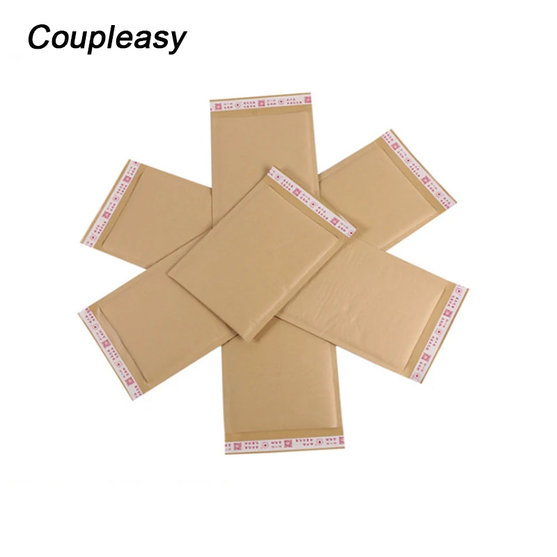 100pcs envelope de bolha de papel kraft natural à prova de choque bolha de correio adesivo selo automático sacos de envio suprimentos de negócios