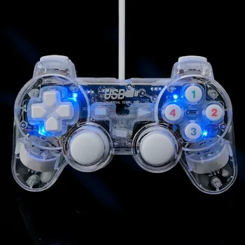 

Transparent LED Wired USB Gamepad Double Vibration Joystick Game Controller Joypad For PC Laptop For Win7/10/XP