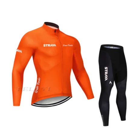 STRAVA road bike team 9D cojin de equitacion traje de primavera y otono camisa de manga larga jersey - Цвет: Long sleeve suit