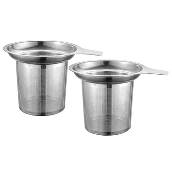 

2Pack Stainless Steel Reusable Mesh Tea Infuser Tea Strainer Teapot Loose Tea Leaf Spice Filter 8.8X5.6X7.5cm