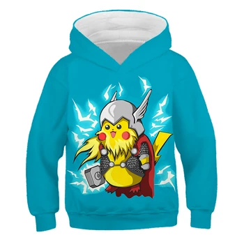 

New Pikachu Hoodie Boys Girls Hoodies Children's Cartoon Pokemon 3D Print Sweatshirts Fashion Kids Long Sleeve Hoodies Tops