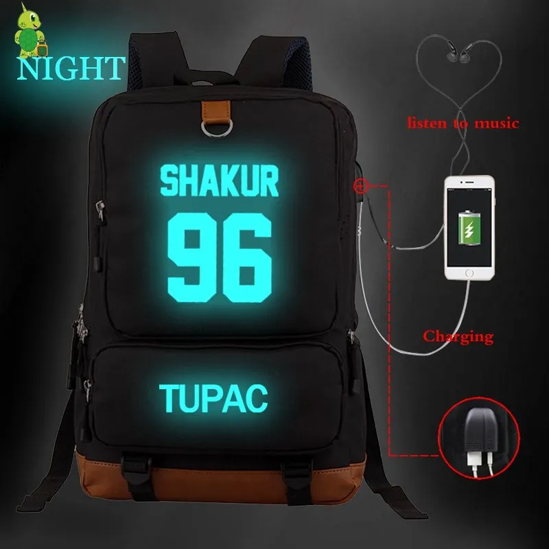 Tupac 2Pac USB зарядка рюкзак для женщин и мужчин ноутбук рюкзак хип хоп школьные сумки для подростков девочек мальчиков большие дорожные сумки на плечо