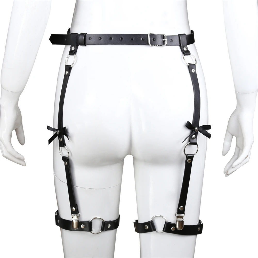 Sexy Black latex Leather pants women fetish open croch clubwear pants pole dance stripper clothes Bondage harness exotic apparel